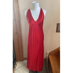 VTG Frederick’s Of Hollywood long red silky night gown lingerie SZ M